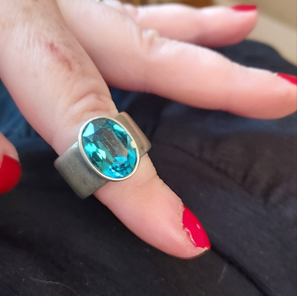 Swarovski crystal blue ring